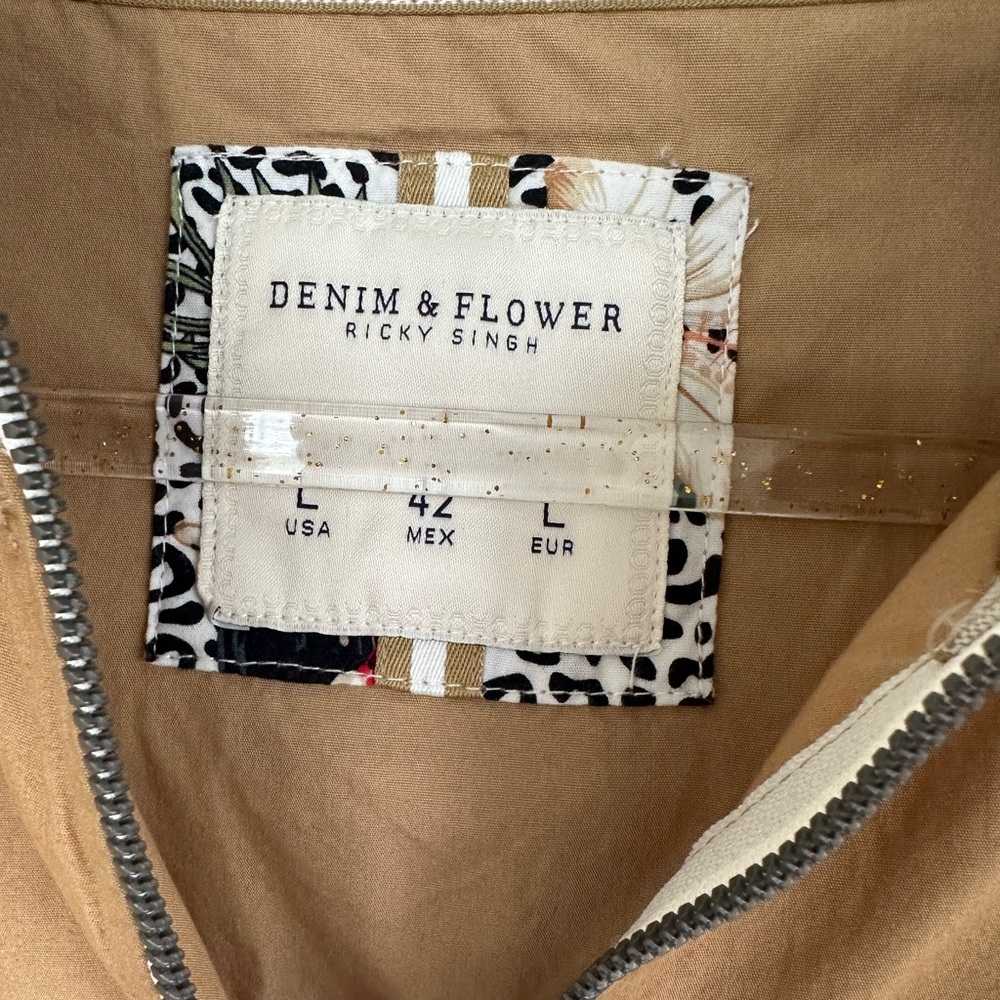 Denim & Flower Ricky Singh Tan Cotton Zip Up Outerwear Jacket - L - Picture 2 of 11